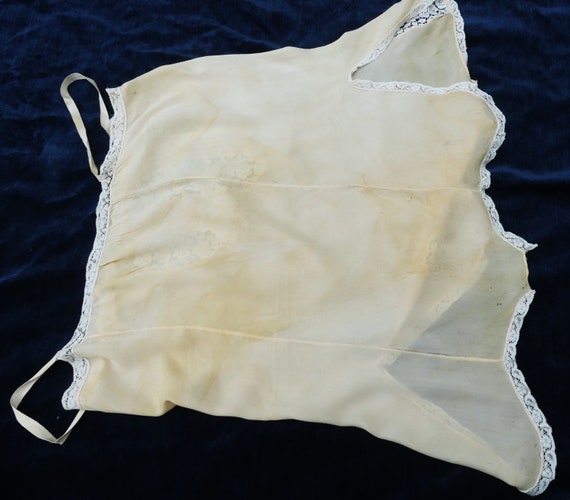 Antique vintage 20's silk & lace lingerie slip dr… - image 6