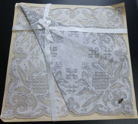 Brand new two handmade pulled thread embroidered … - image 1