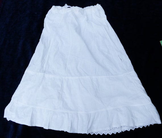 Antique Victorian cotton petticoat w lace trim co… - image 6
