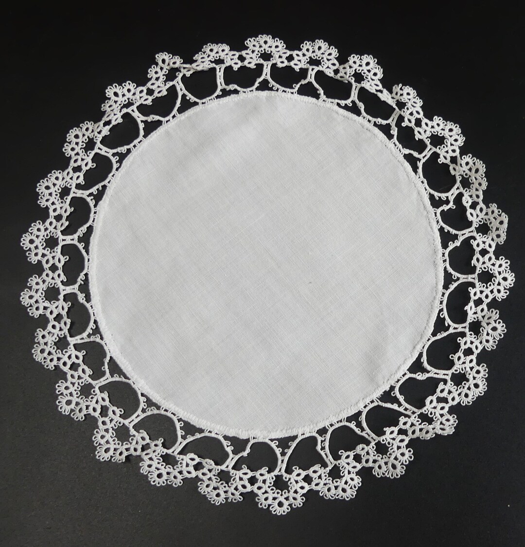 Vintage Handmade Linen Needle Lace Round Doily 10 Color Ecru Etsy