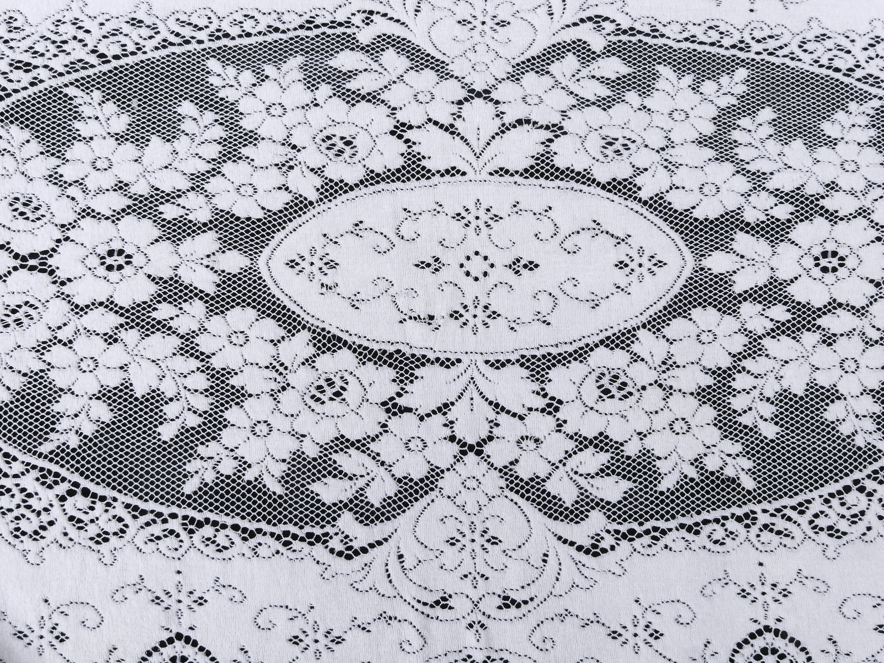 ヴィンテージ ヘビー クエーカー レース テーブルクロス 59 インチ x