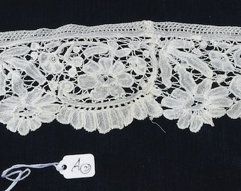 Antique 19th C Belgian Bobbin lace trim  2 pieces in one 3” x 20” ( A )
