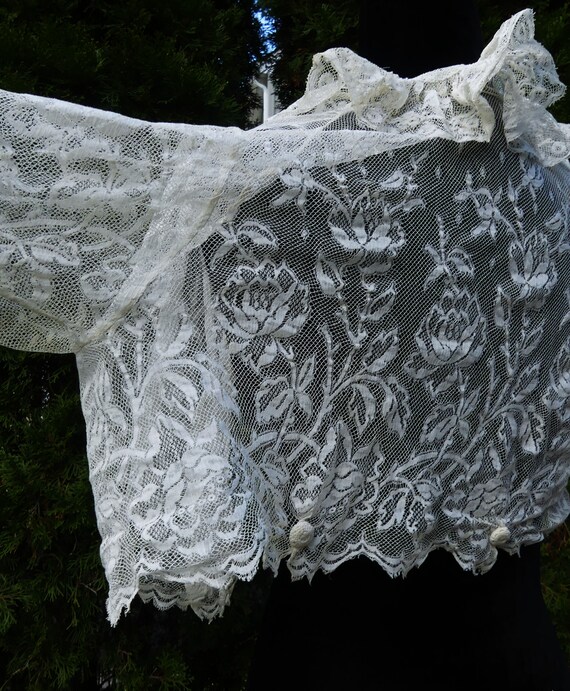 Antique 19th C French lace dress blouse color lig… - image 9