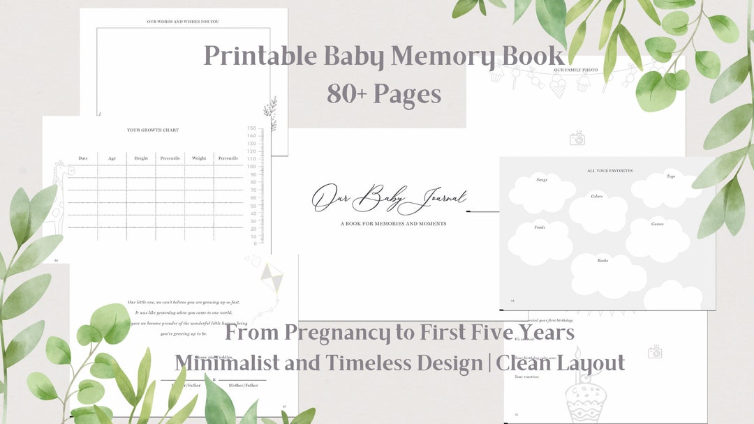 Printable Baby Memory Book From Pregnancy to First Five Years, Baby ...