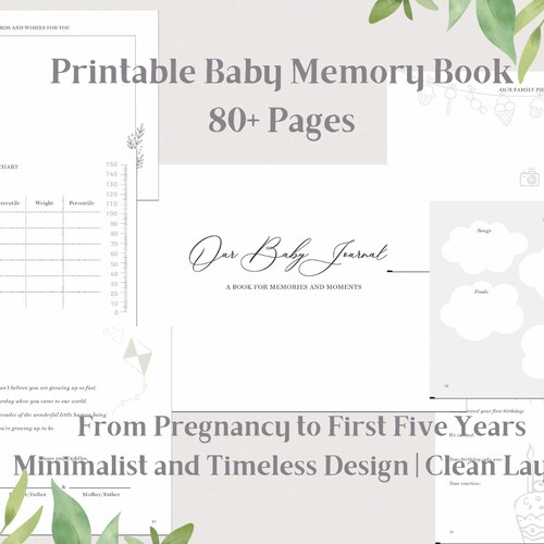 Printable Baby Milestone Book. Birth to 5 Years. Fully Etsy