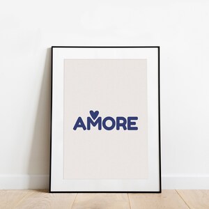 Amore - Print (Digital file) - Minimalist wall art, typography, Italian words, Italy, Valentine, love, anniversary, printable, home,download
