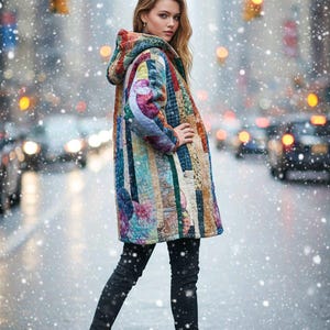 Quilted Batik Hooded Jacket