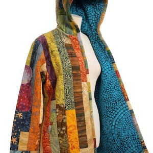 Quilted Batik Hooded Jacket