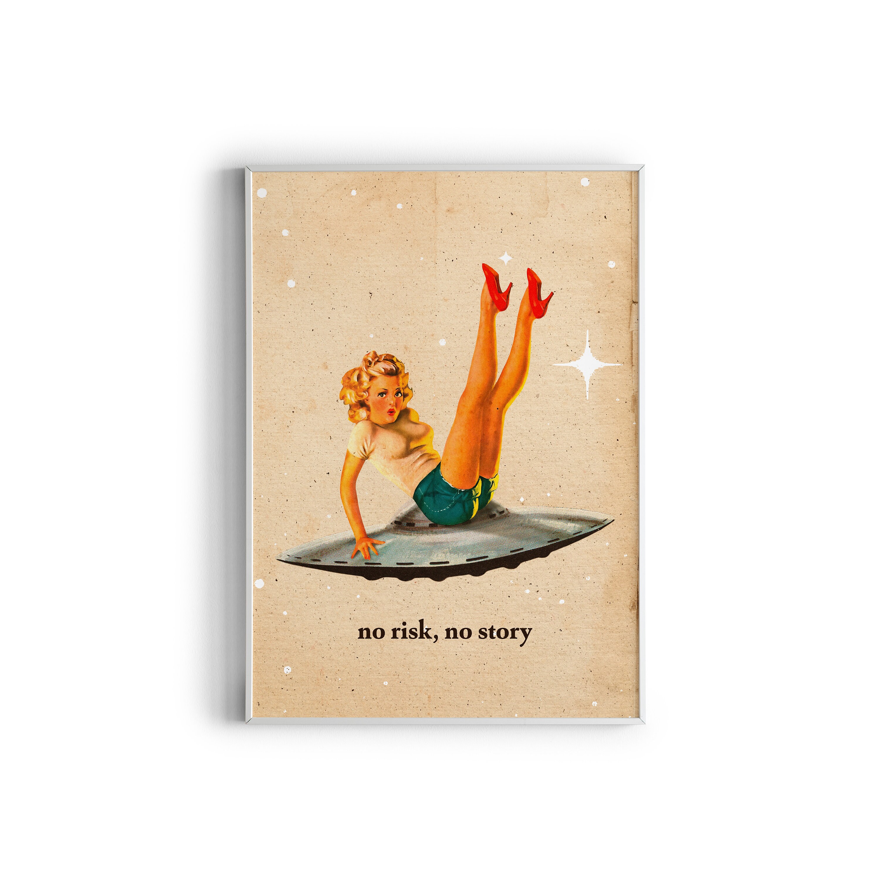 No Risk No Story Vintage Wall Art Pin up Collage Retro Etsy
