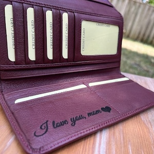 Cartera personalizada para mujer, Cartera de cuero genuino, Regalo de Navidad hecho a mano, Cartera personalizada para mujer, Regalo para ella, Regalo de aniversario