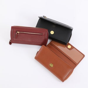 Cartera de mujer personalizada, regalo de Navidad personalizado, regalo para ella, cartera de cuero genuino, regalo grabado para ella, cartera de mujer con tarjetero