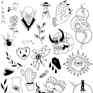Neo-traditional Tattoo Flash