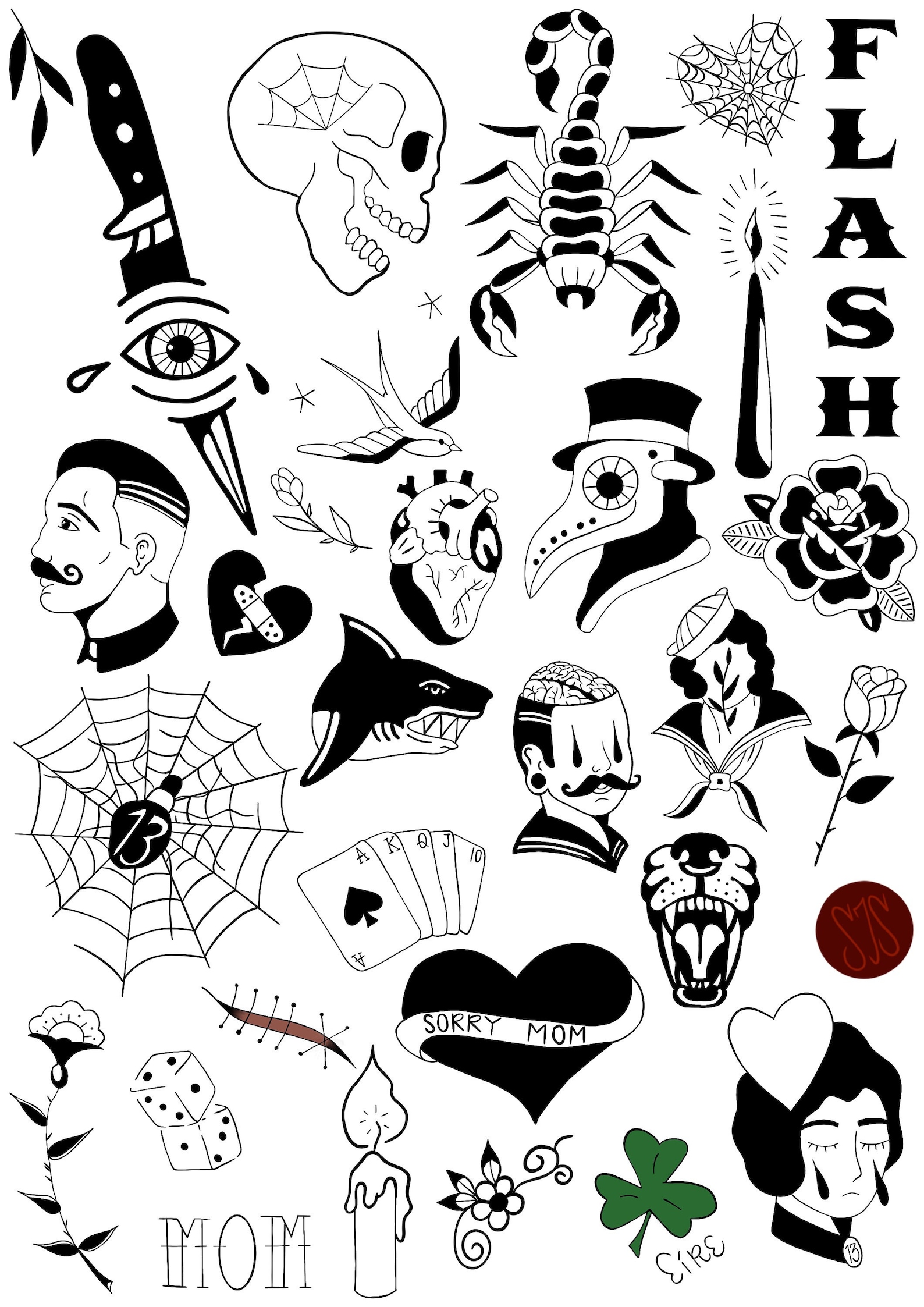 American Traditional Tattoo Flash - Etsy