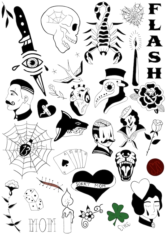 American Traditional Tattoo Flash - Etsy