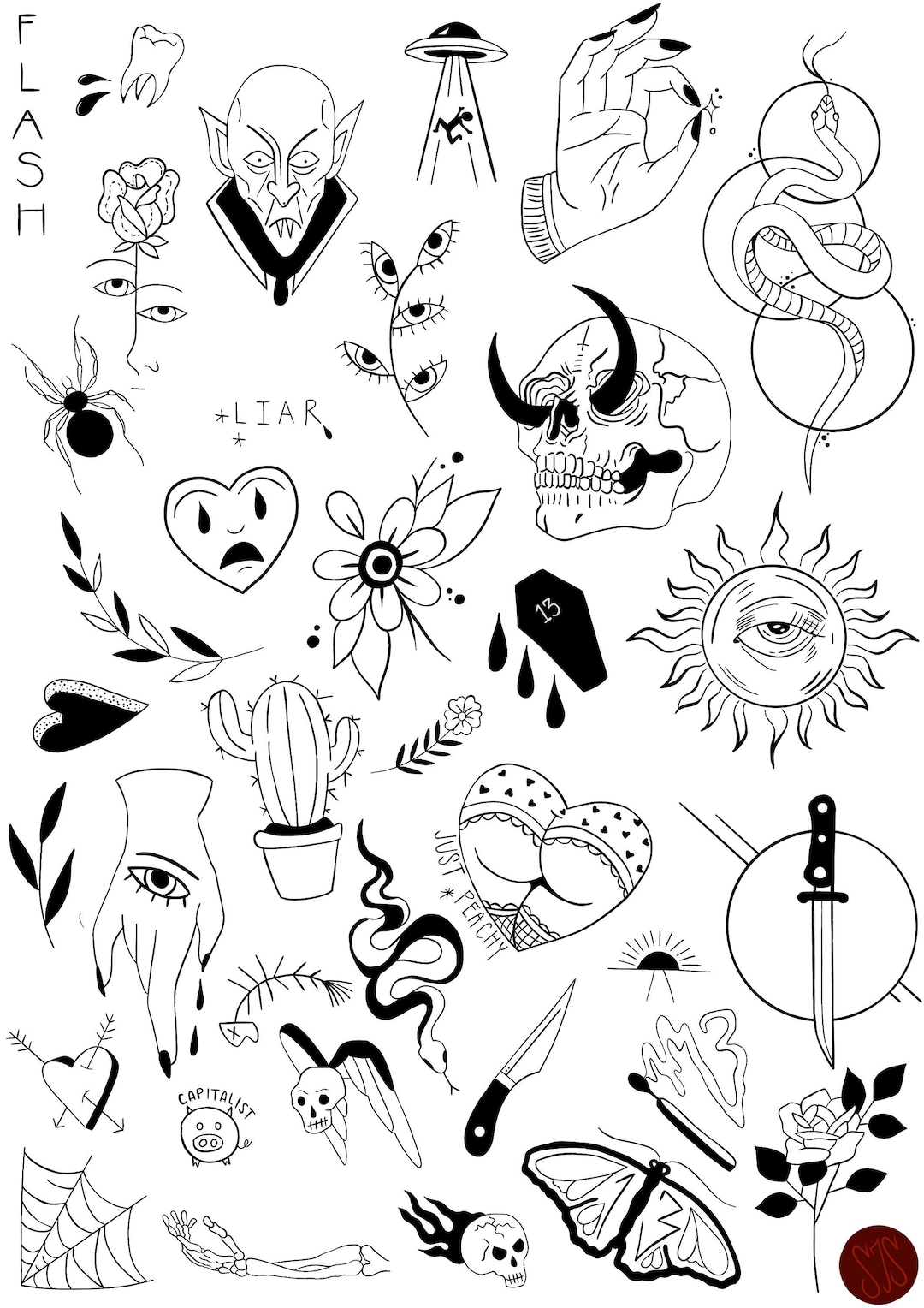 Neo-traditional Tattoo Flash - Etsy