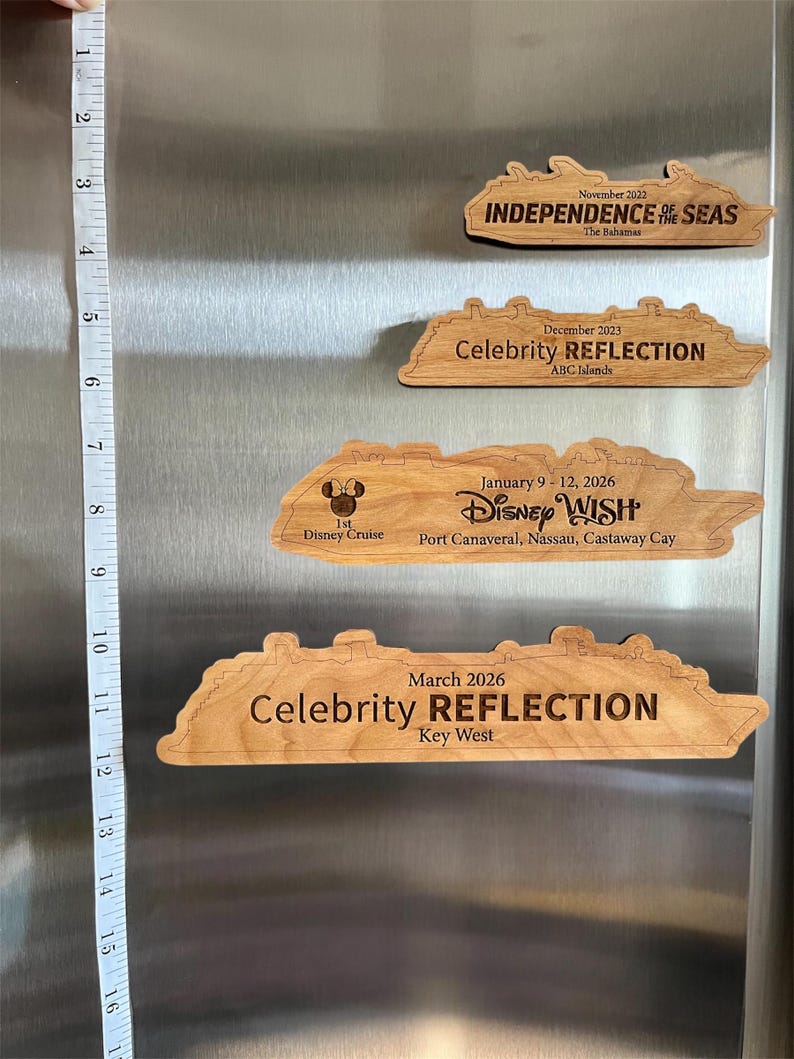 Cruise Ship Magnet | Custom Engraved Wood Cruise Gift Door Decoration | Travel Keepsake image 16