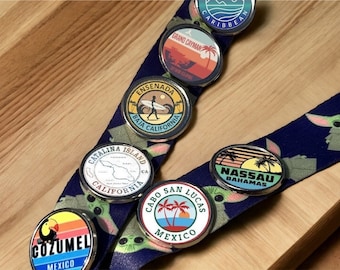 Cruise Port Lanyard Lapel Pin, 1 Inch Destination Charm for