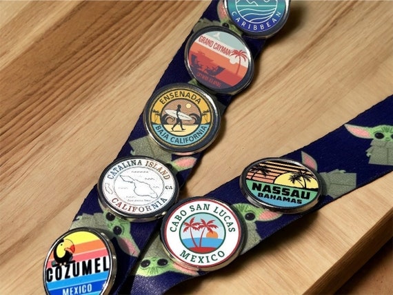 Cruise Port Lanyard Lapel Pin, 1 Inch Destination Charm for