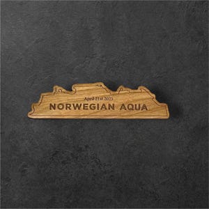 Cruise Ship Magnet | Custom Engraved Wood Cruise Gift Door Decoration | Travel Keepsake Natural Wood