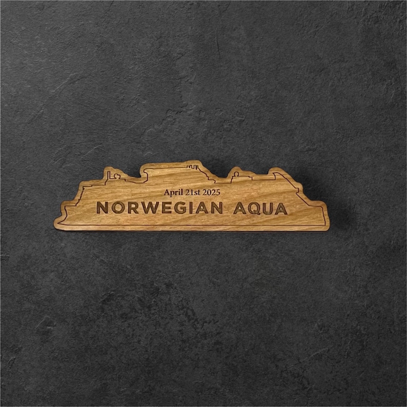 Cruise Ship Magnet | Custom Engraved Wood Cruise Gift Door Decoration | Travel Keepsake Natural Wood