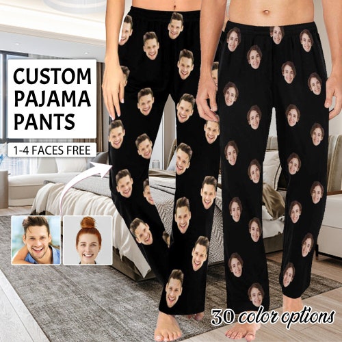 Custom Photo Pajamas，Face On Pajama Pants,Custom Sleepwear with Photo，Women Pajama Pants，Matching Family Pajamas，Anniversary Gifts