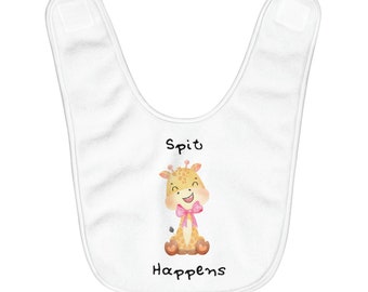 Spit Happens Baby Girl Fleece Bib