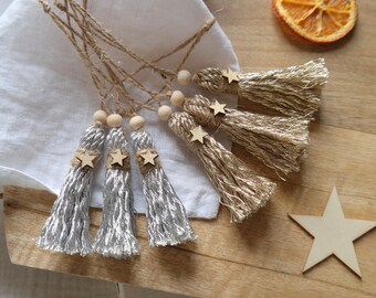 Set of 3 Metallic Christmas Tassel, Gold Christmas Tassel, Silver Christmas Tassel