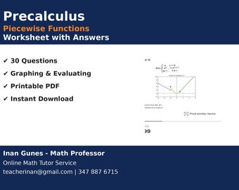 Feuille de travail sur les fonctions par morceaux avec solutions | Exercices mathématiques précalcul | Représentation graphique et évaluation de fonctions | PDF imprimable