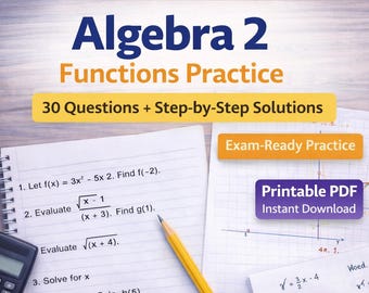 Feuilles d'exercices sur l'algèbre 2 fonctions, 30 questions avec solutions (PDF imprimable)