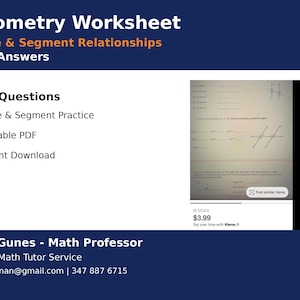Geometry Worksheet: Angle & Segment Relationships (16 Questions, PDF)