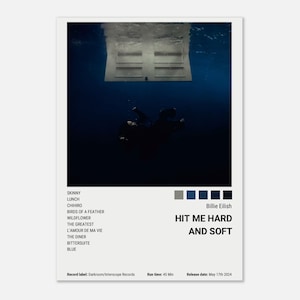 Pôster de capa de álbum Hit Me Hard And Soft, pôster minimalista, pôster de música, arte de álbum, decoração de parede
