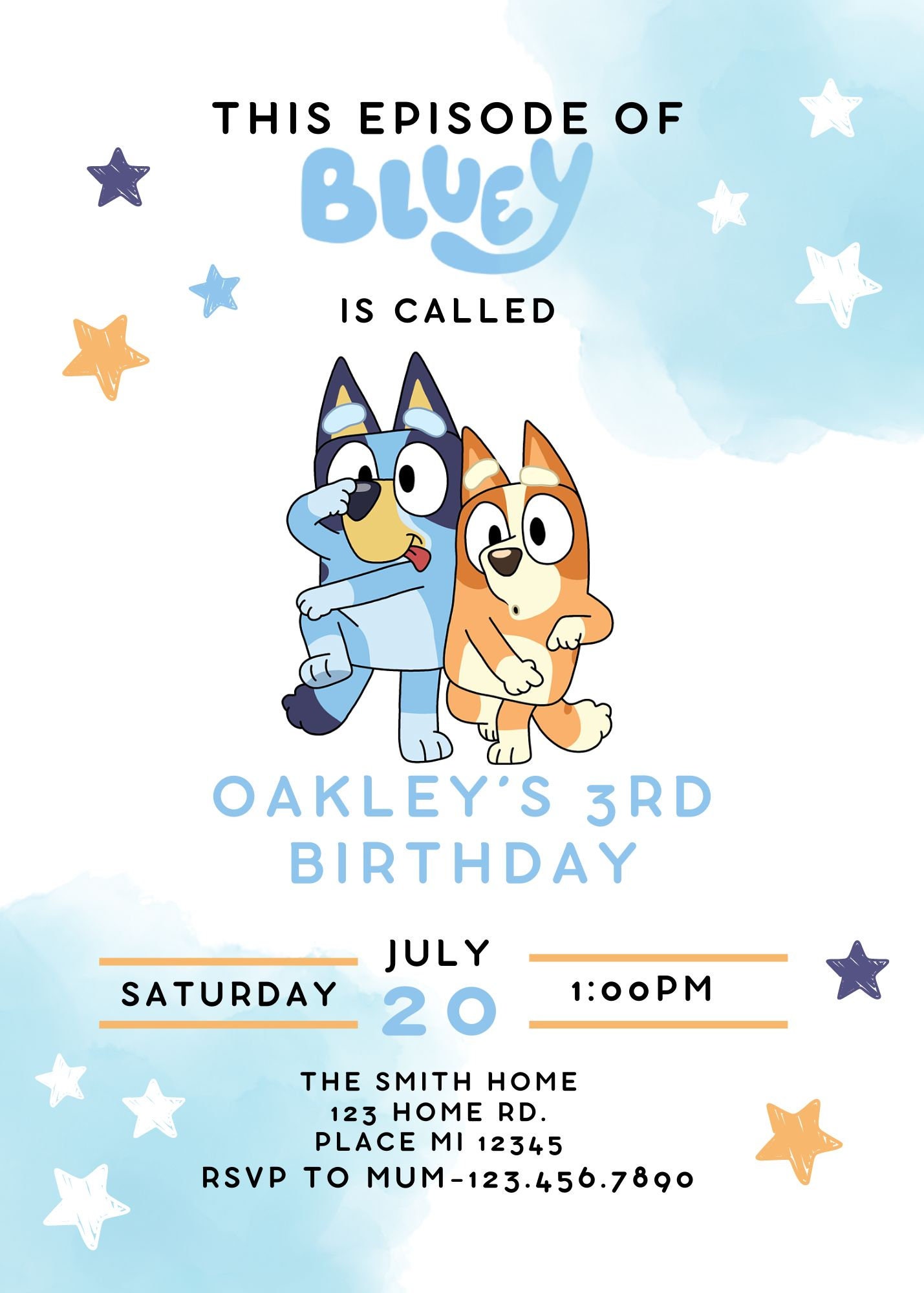 Wackadoo Bluey Birthday Invite