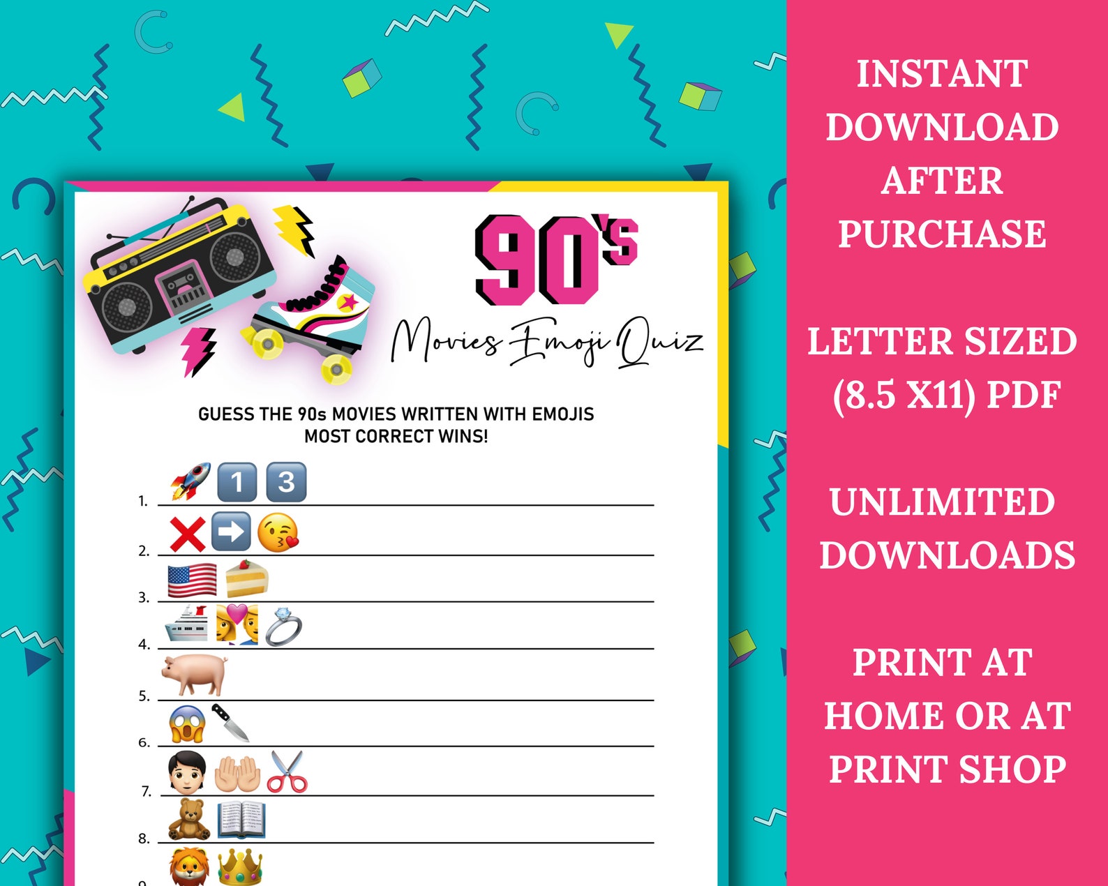 90s Party Games Bundle90s Printable Games 90s Birthday Party - Etsy