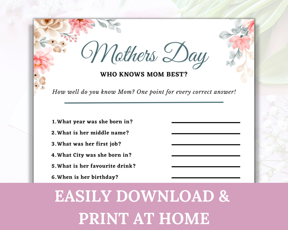 Mother's Day Party Gamemother's Day Brunch - Etsy