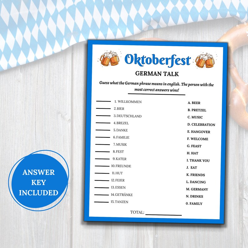 Oktoberfest Party Gameprintable Oktoberfest Gamebeer - Etsy