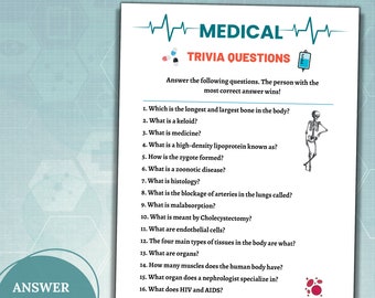 Medical Trivia Game|Medical Games For Nurse Doctor|Medical Party Activity|Medical Themed Birthday|PRINTABLE Medical Games