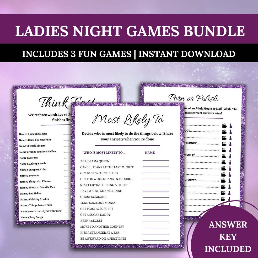 Ladies Night Printable Party Gamesadult Sleepover Gamesladies ...