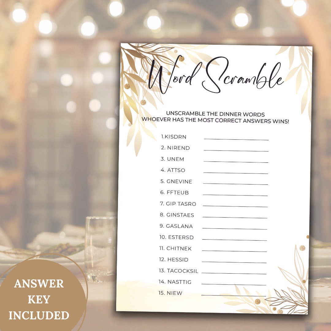 Printable Dinner Party Gameword Scramble Gamedinner Table Party