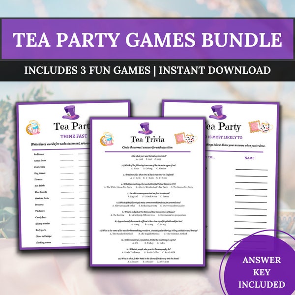 Tea Party Games|Mad Hatter Tea Party|Tea Party Trivia|Printable Tea Party Games|Ladies Tea Party|Afternoon Tea Party Games For Adult