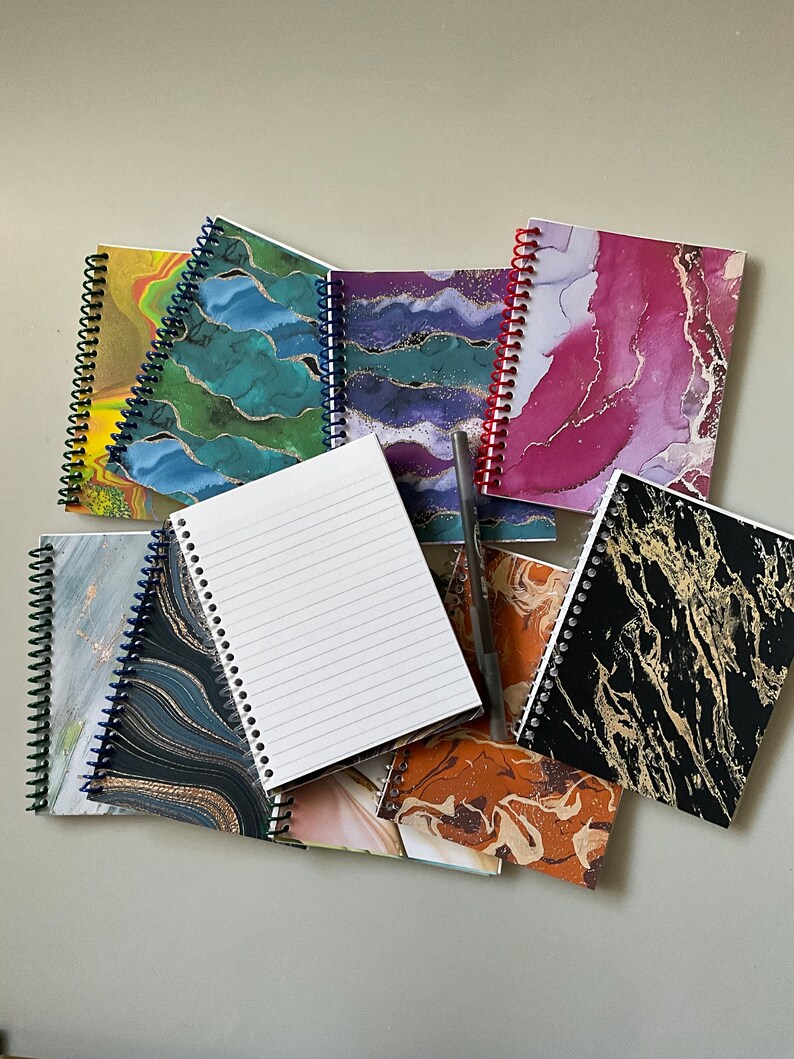 Marble Designs Small Spiral Notebooks Set of 10 Pocket Sized Notepads
