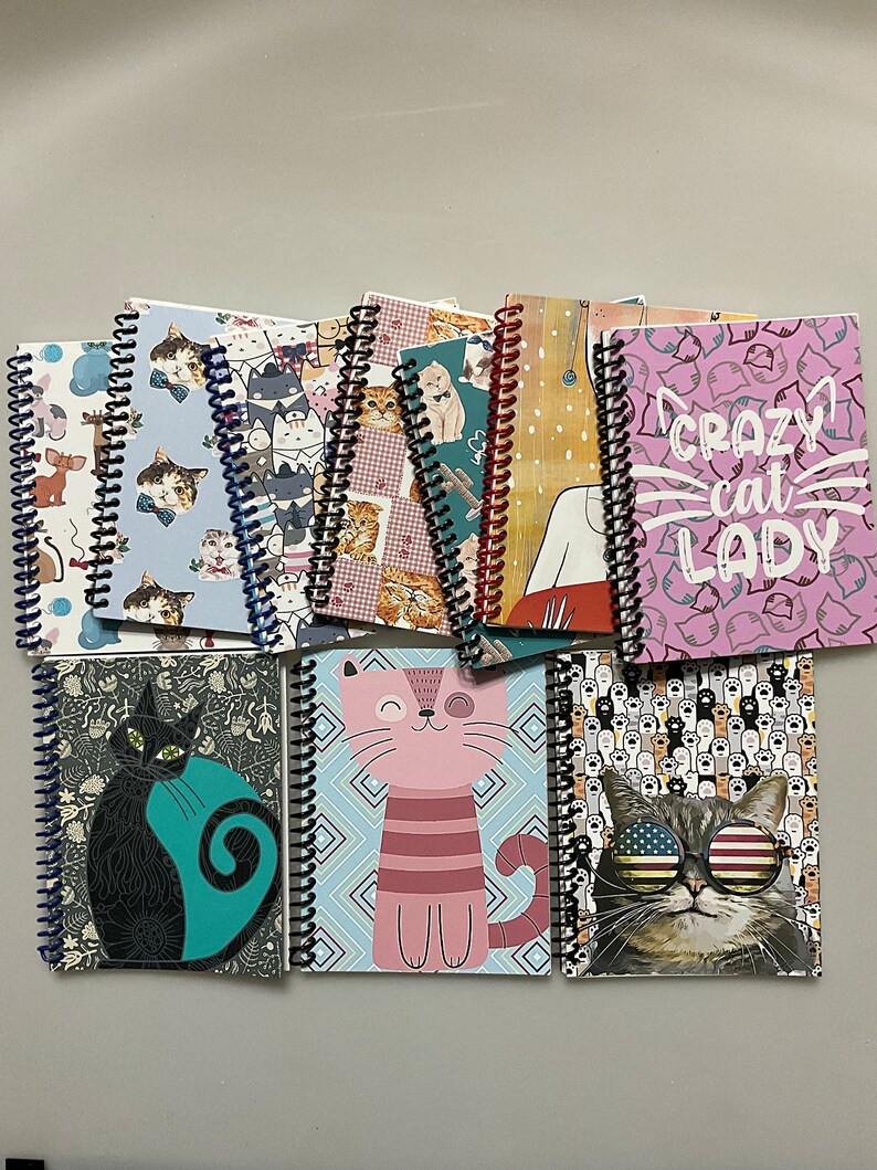 Cat Lady Small Spiral Notebooks Set of 10 Pocket Sized Ruled Notepads
