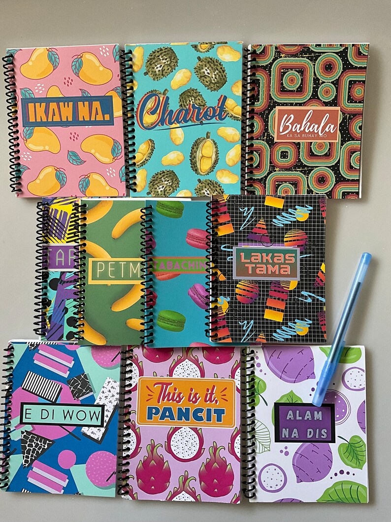 Filipino Pinoy Teens Small Spiral Notebooks Set of 10 Pocket Sized Notepads for Writing, Cute