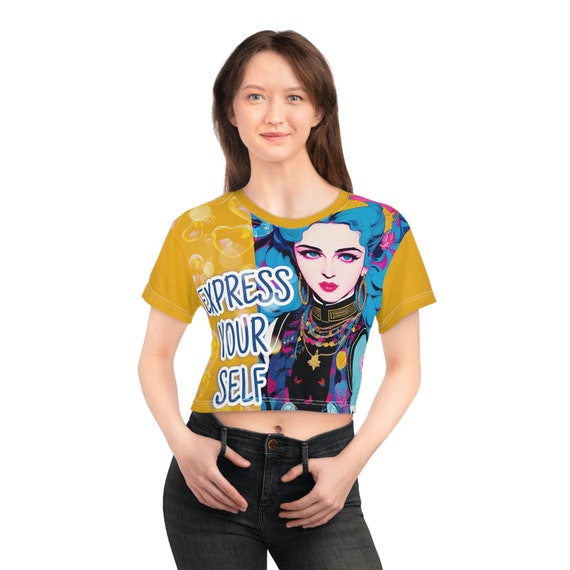 Madonna T-shirt Cute Crop Tops Pop Art Cropped Graphic Tee Music T