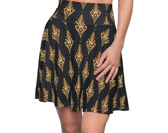 Fleur De Lis Rock | Hoch taillierter Rock für Frauen | Gold Grafik Skater Rock Niedliches Sommerkleid Party Tragen Outfit Ästhetisches Geschenk Für Sie