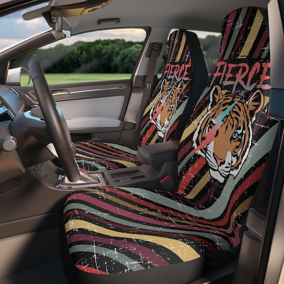 Retro Car Seat Covers,stripes Car Decor Aesthetic Gift for Him