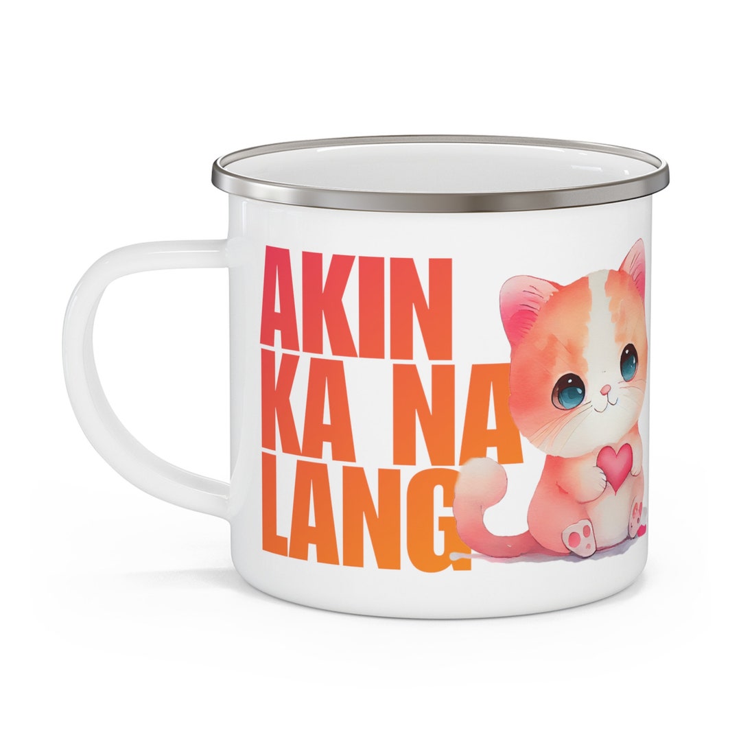 Filipino Camping Mug Pinoy Coffee Mug Cat Custom Enamel Mug Aesthetic Gift for Her Philippine