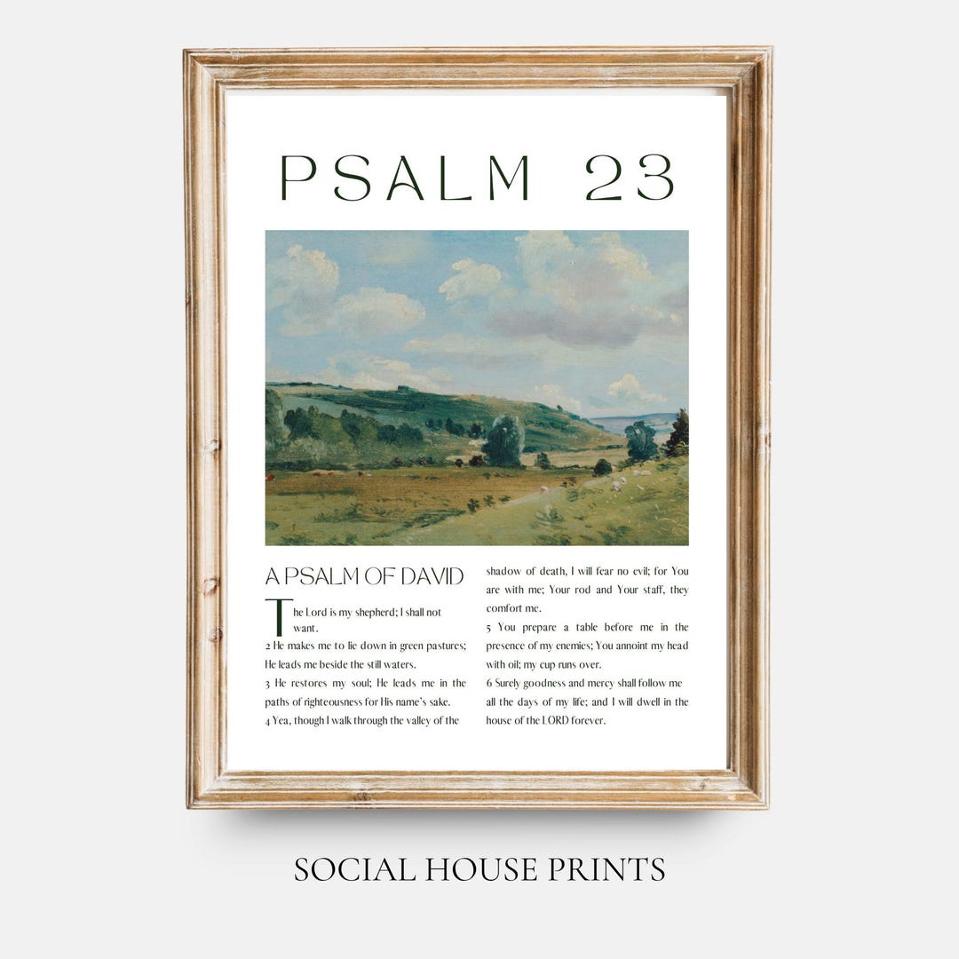 Psalm 23 Wall Art Printable, Bible Verse Art, Christian Wall Decor ...