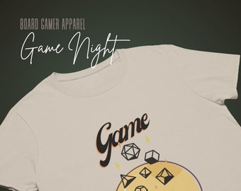 Game Night T-Shirt for Board Gamers - Roll the Moonlit Dice in Style Embrace the Moonlit Dice