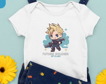 Cloud Strife Inspired Baby Bodysuit - Future Soldier - New Mom Gift, New Dad Gift, Final Fantasy Lover Gift, Unique Baby Shower Gift