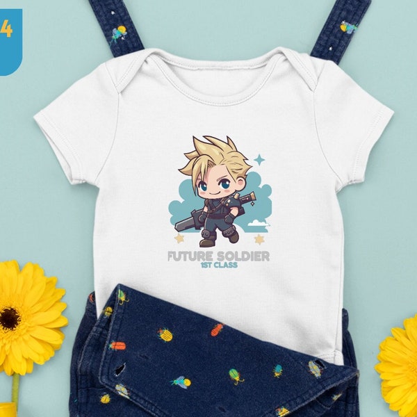 Cloud Strife Inspired Baby Bodysuit - Future Soldier - New Mom Gift, New Dad Gift, Final Fantasy Lover Gift, Unique Baby Shower Gift